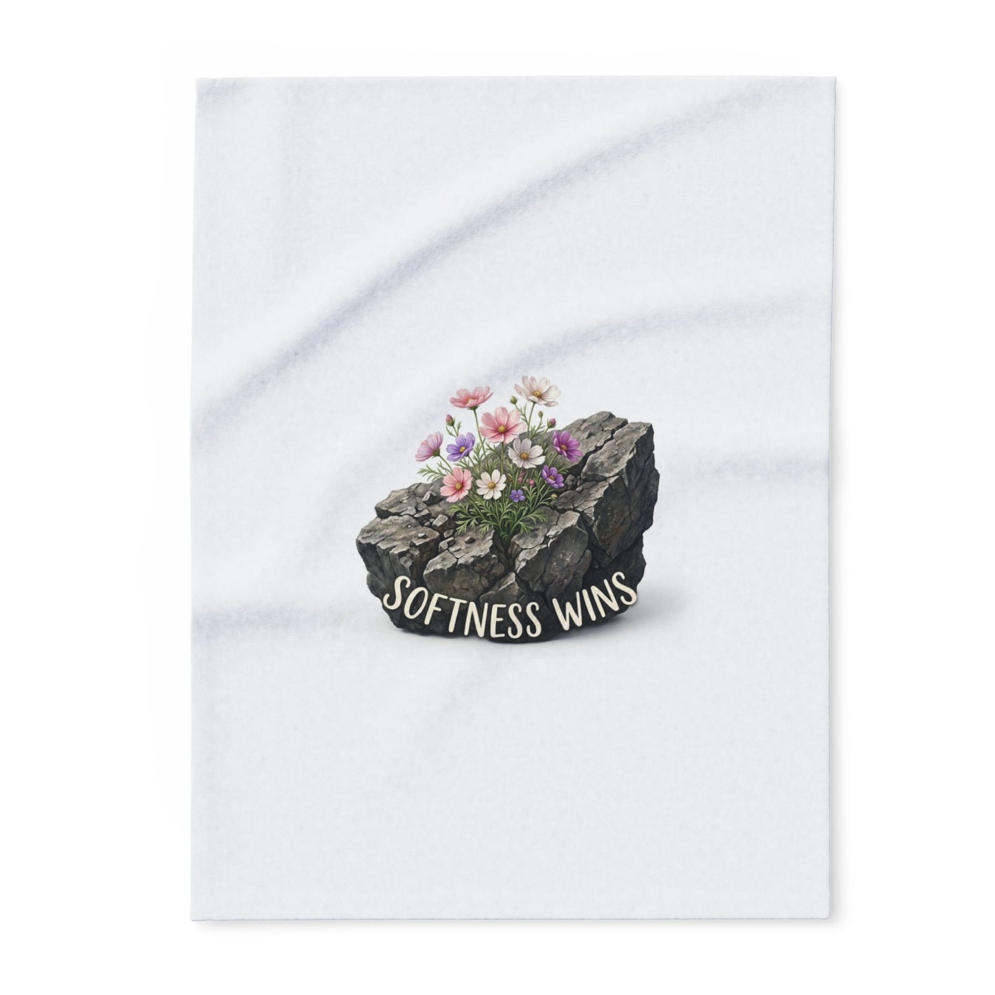 Fleece Blanket — "Softness Wins" Floral Rock Cozy Throw