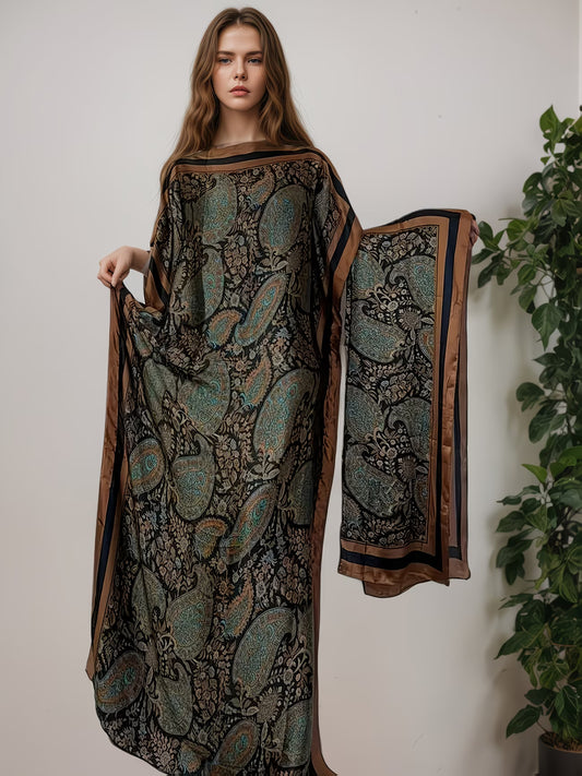NoorLuxe™ Summer Kaftan Abaya | Elegant Belted Modest Maxi Dress for Women