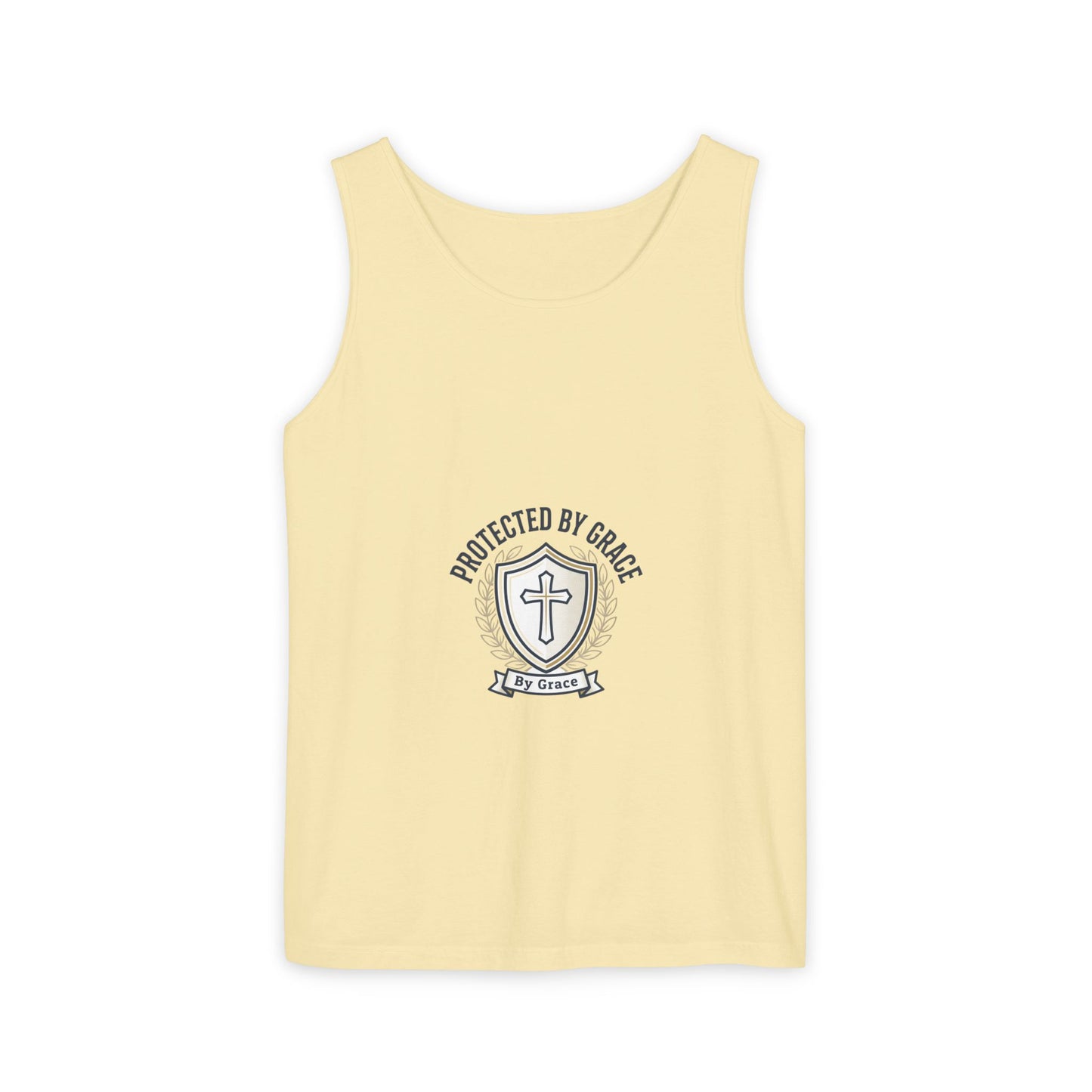 Protected by Grace Cross Tank Top — Christian Faith Graphic