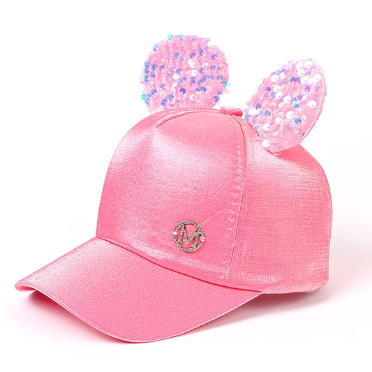 Big Ears Cartoon Sunshade Baseball Cap | Cute M Letter Adjustable Hat