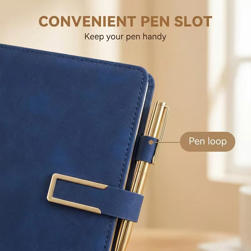 Personalized A5 PU Leather Notebook | Custom Journal with Pen Holder for Work, School & Travel