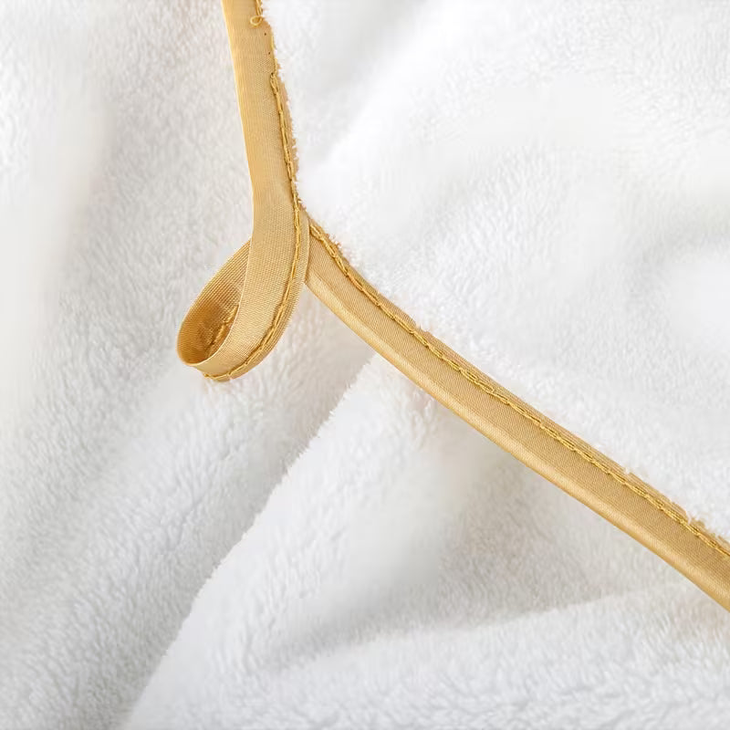 Luxury 4-Piece Bath Towel Set | Soft Solid Color Towels with Golden Edge Detail