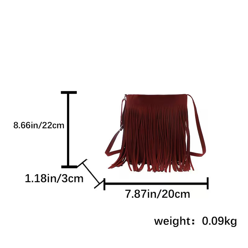Women's Personalized Bohemian Fringe Crossbody Bag | Custom Initial Tassel Shoulder Purse