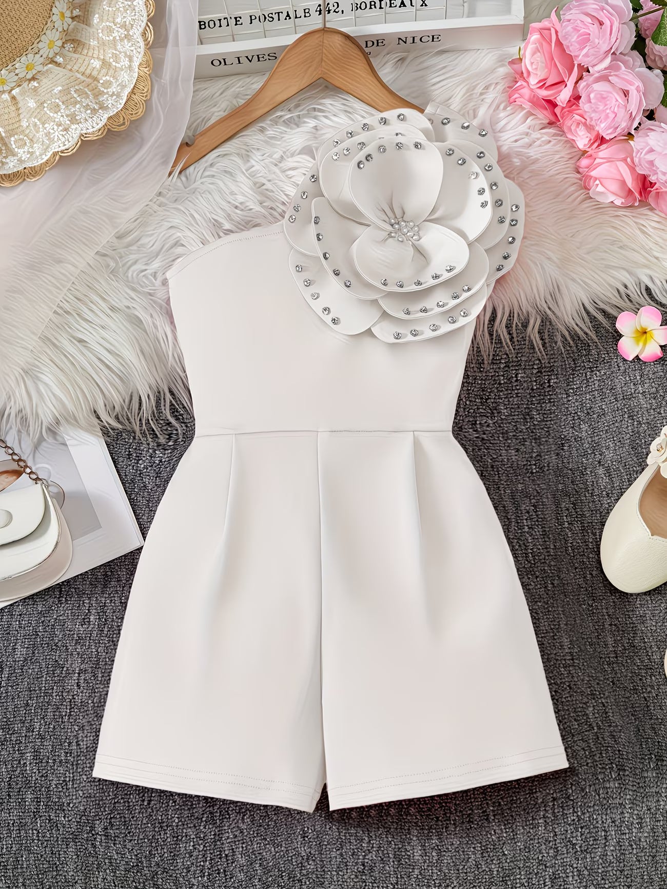 Girls’ 3D Floral Jumpsuit | Elegant Summer Party Outfit