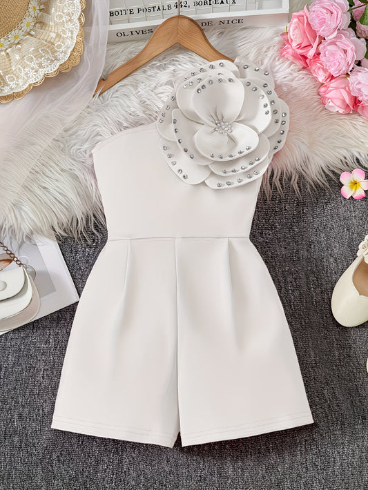 Girls’ 3D Floral Jumpsuit | Elegant Summer Party Outfit
