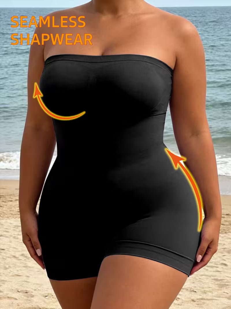 Curve Sculpt™ Plus Size Tube Top Bodysuit | Waist-Cinching Butt-Lifting Shapewear for Spring & Summer