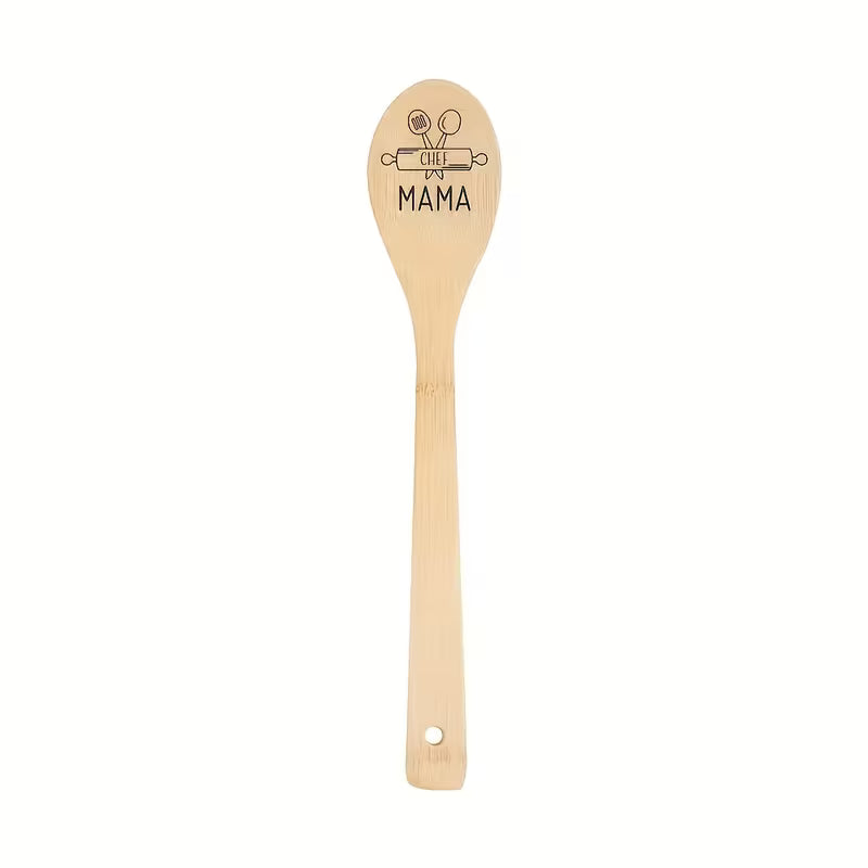 Personalized Bamboo Cooking Spoon Set | Custom Engraved Wooden Kitchen Utensils (2pcs)
