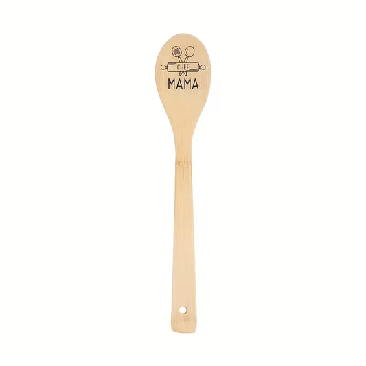 Personalized Bamboo Cooking Spoon Set | Custom Engraved Wooden Kitchen Utensils (2pcs)