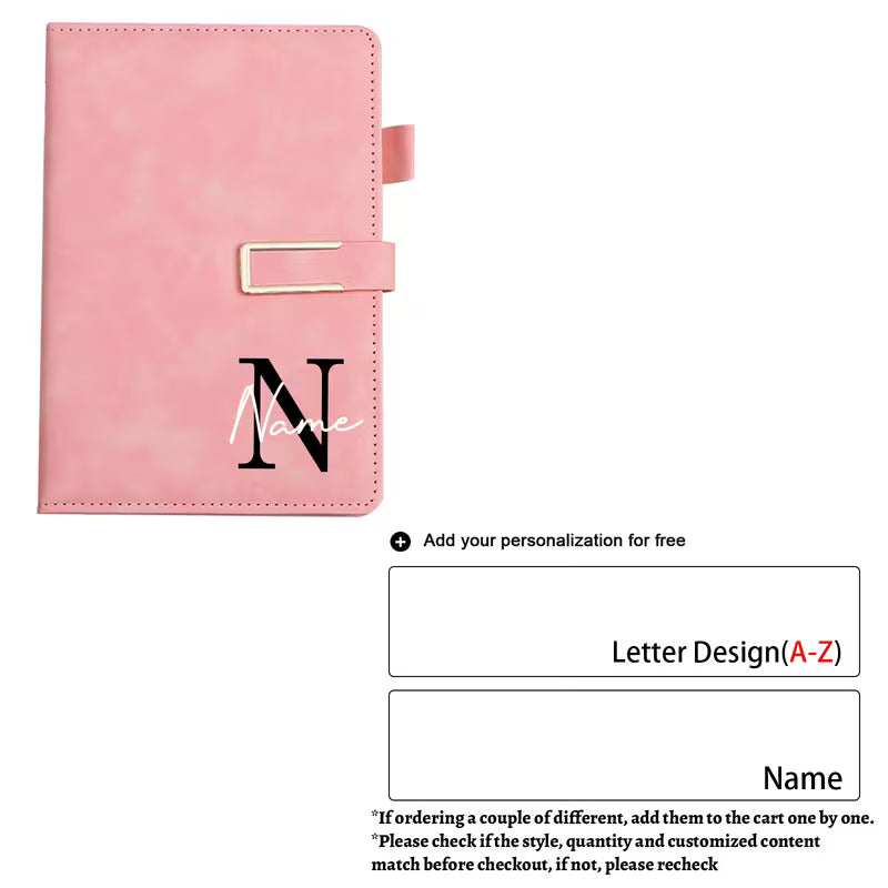Personalized A5 PU Leather Notebook | Custom Journal with Pen Holder for Work, School & Travel