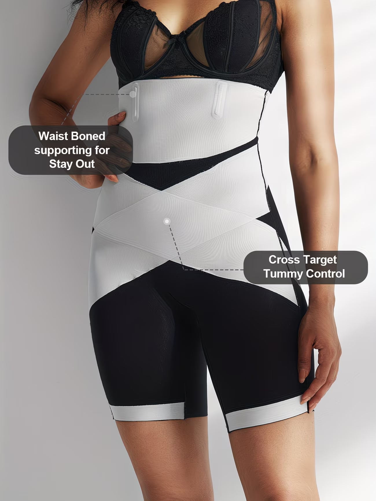 IronCurve™ Steel-Boned Shapewear Bodysuit | Double-Layer Waist Control Cross-Strap Contouring Corset