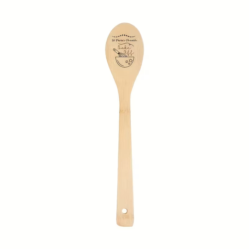 Personalized Bamboo Cooking Spoon Set | Custom Engraved Wooden Kitchen Utensils (2pcs)