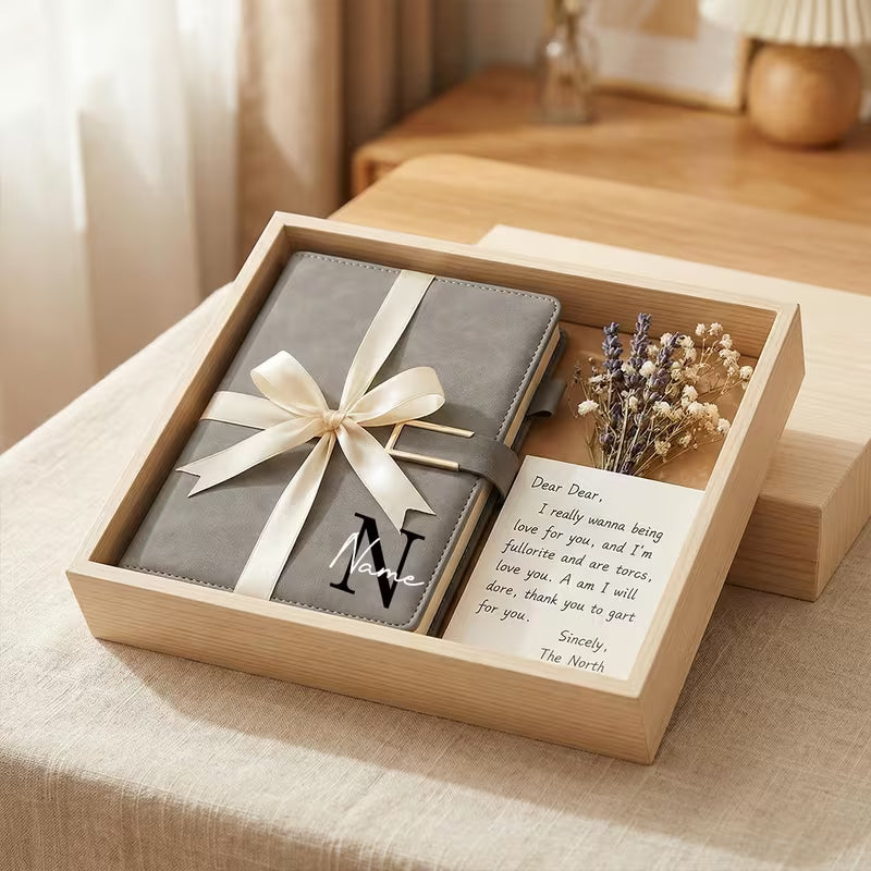 Personalized A5 PU Leather Notebook | Custom Journal with Pen Holder for Work, School & Travel