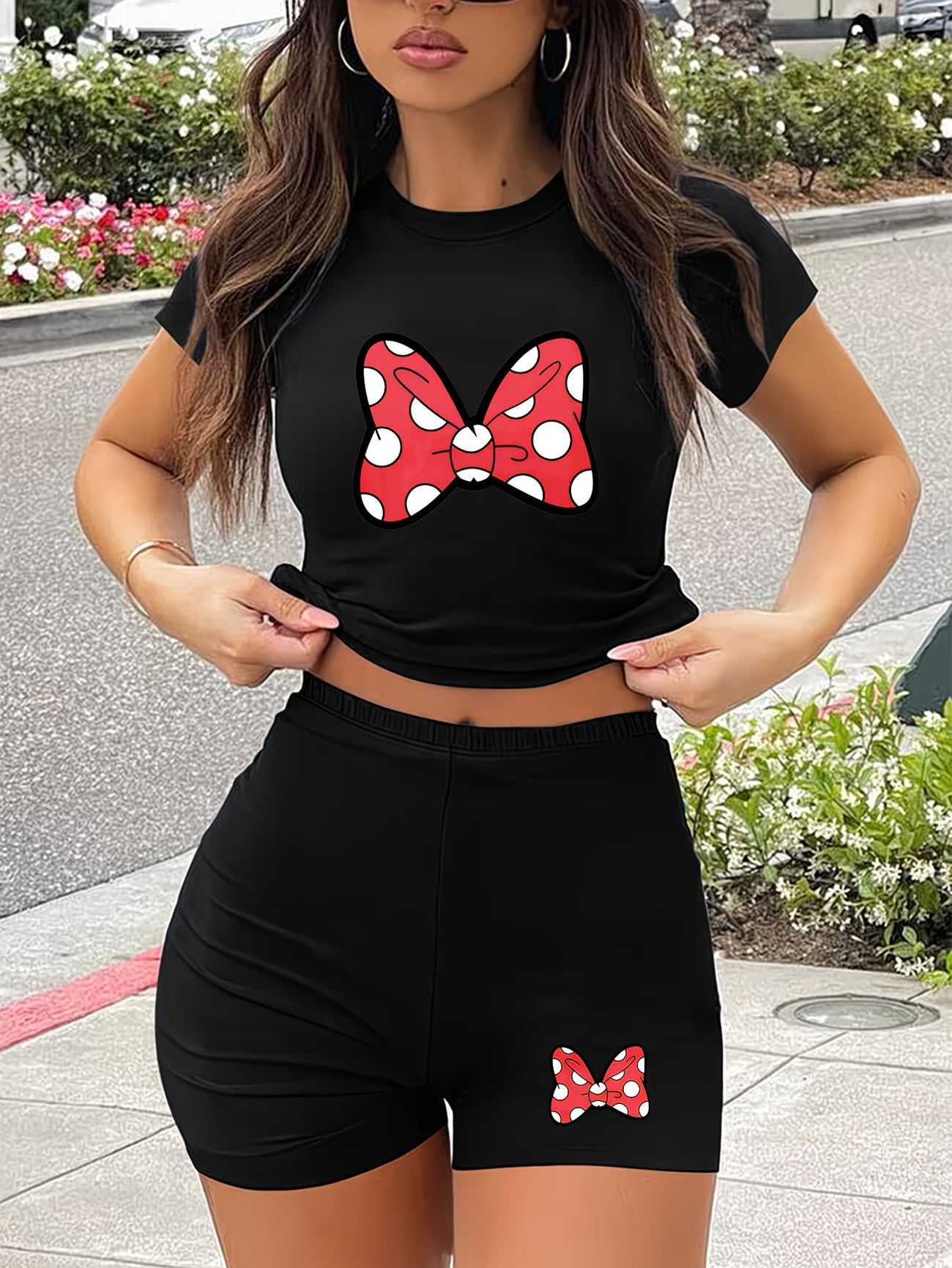 UrbanEase™ 2-Piece Shorts Set | Round Neck Letter Print Casual Sporty Outfit for Women