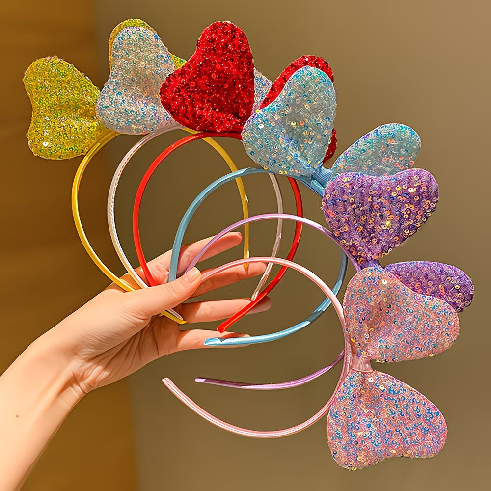 Rainbow Sparkle™ 6-Piece Sequined Bow Headband Set | Multicolor Cute Hair Accessories