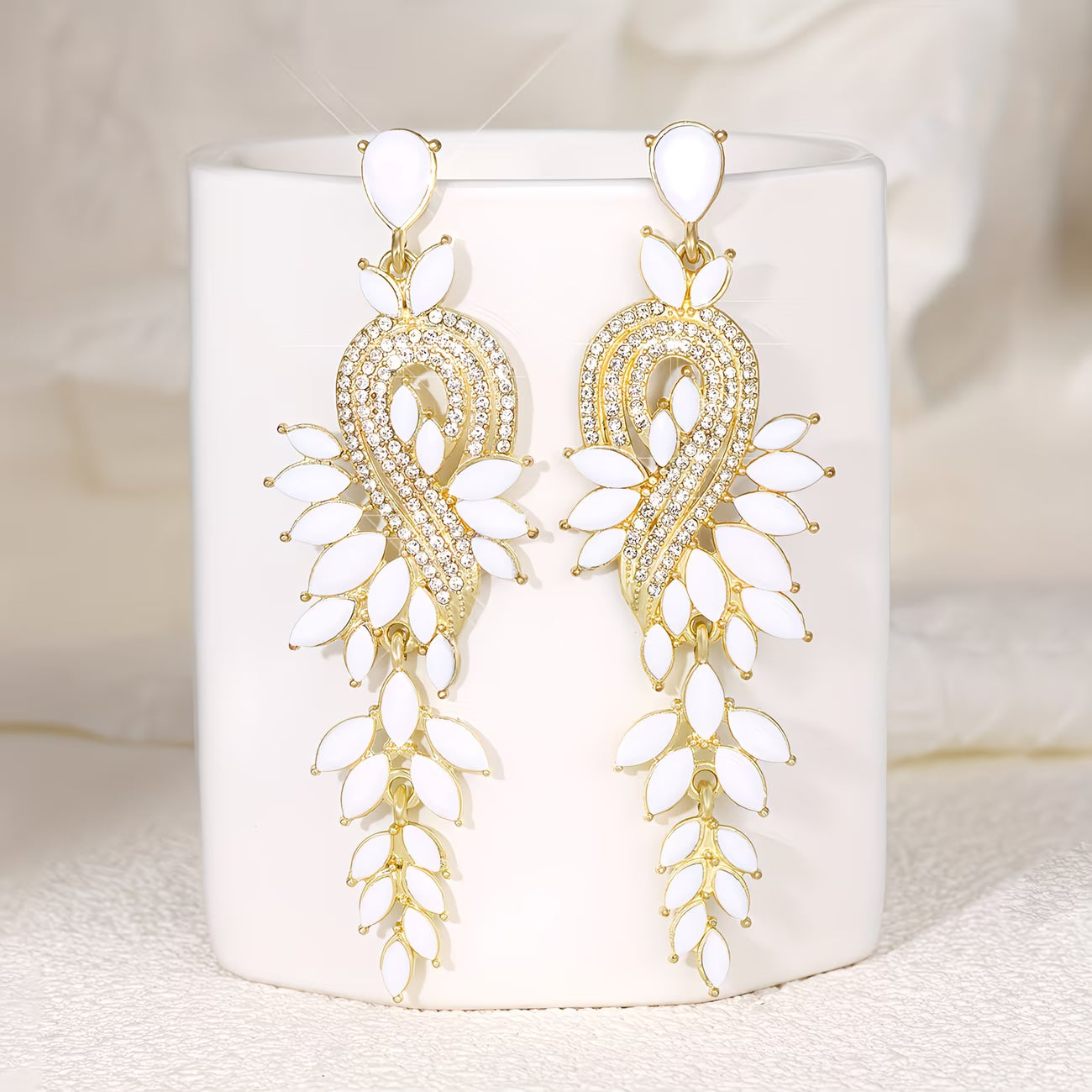MuseNote™ Exaggerated Leaf Drop Earrings | Elegant Long Statement Earrings for Women
