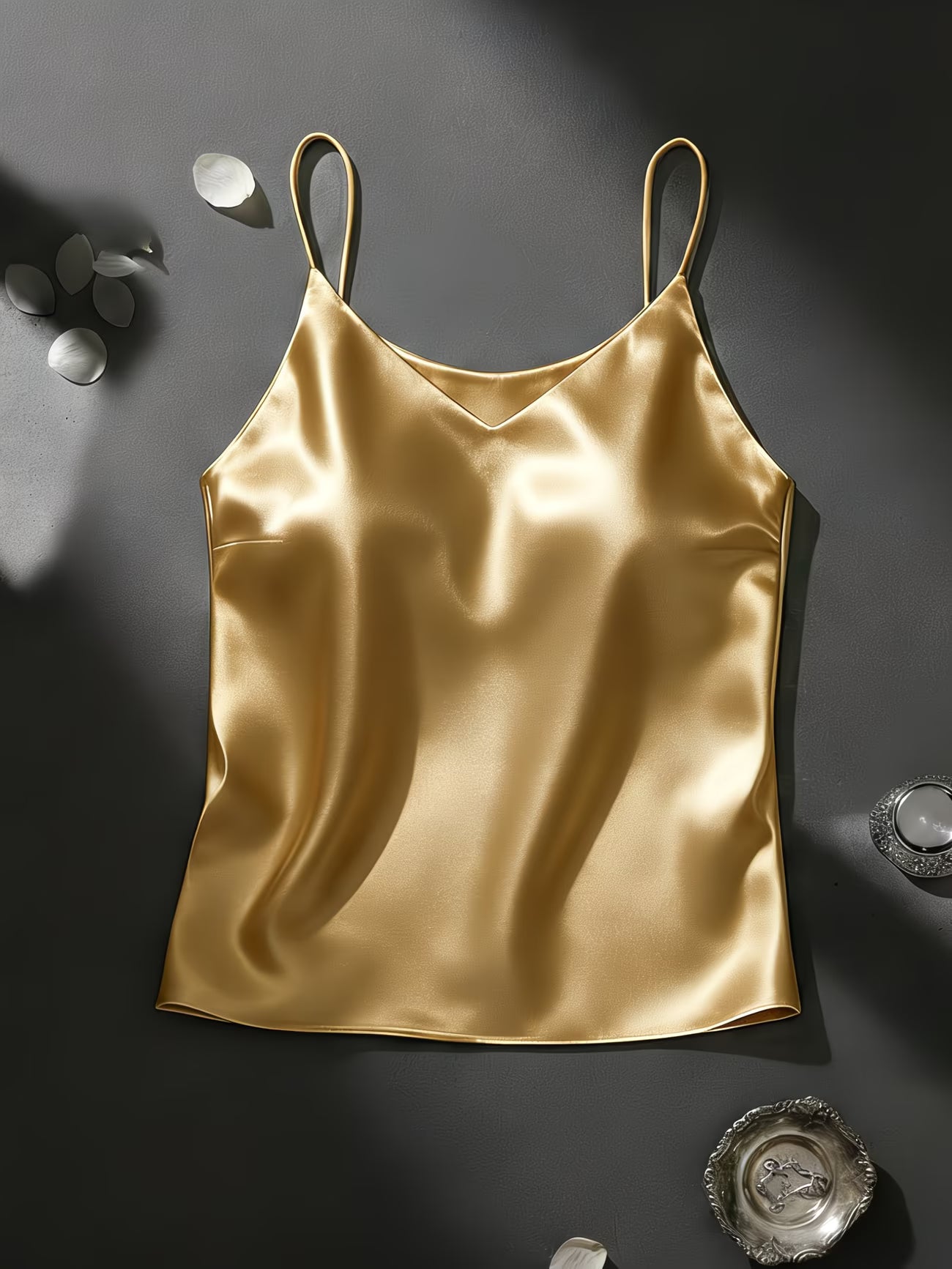 SilkMuse™ Backless Satin Camisole Top | Elegant Solid Color Blazer Base Layer Tank