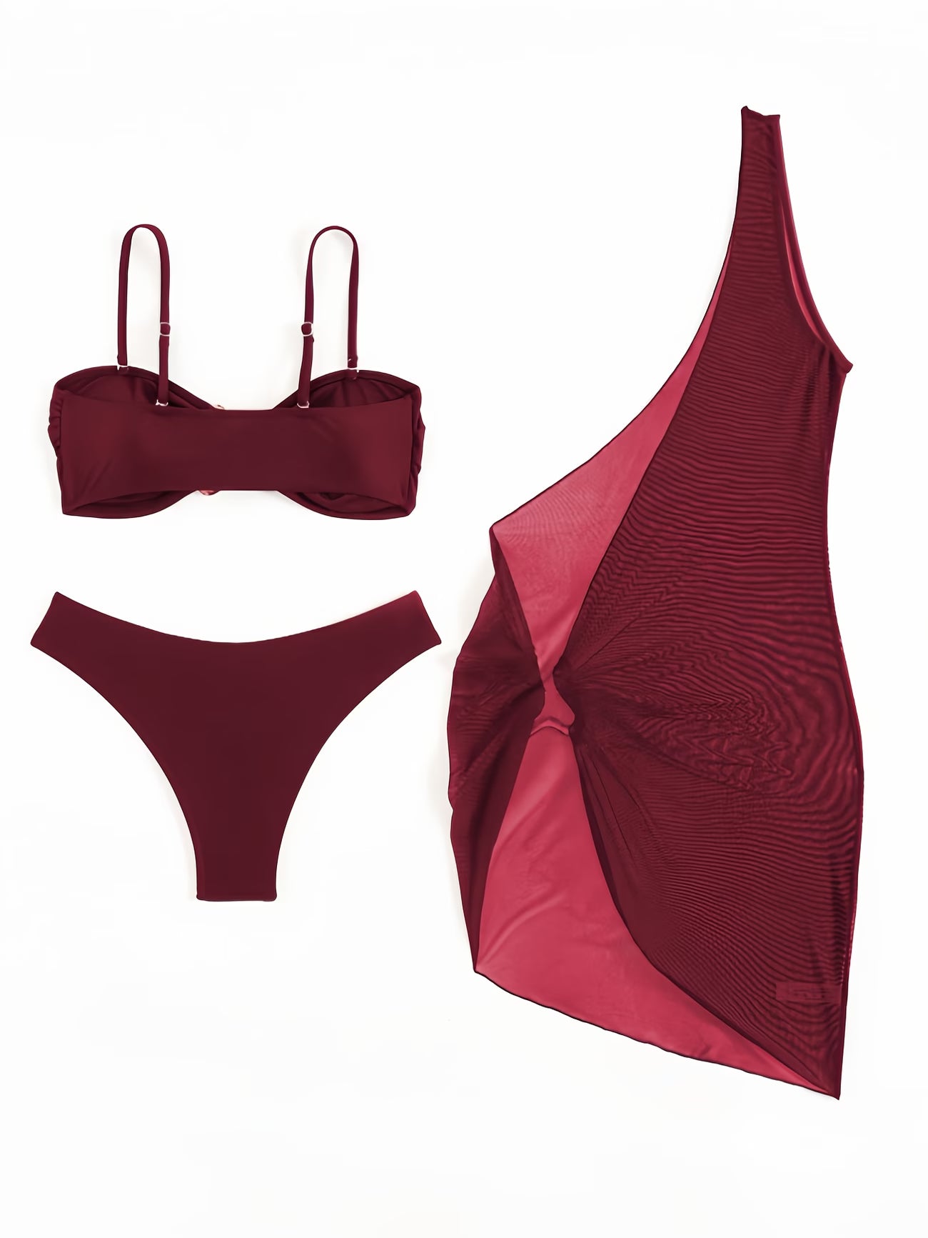 Azure Glow 3-Piece Halter Bikini Set