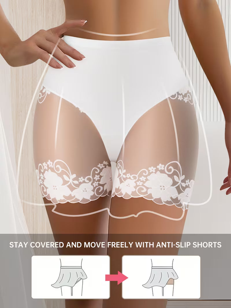 CurveSculpt™ 4-Pack Tummy Control Cheeky Briefs | Lace Trim Butt-Lifting Mid-Rise Panties for Women