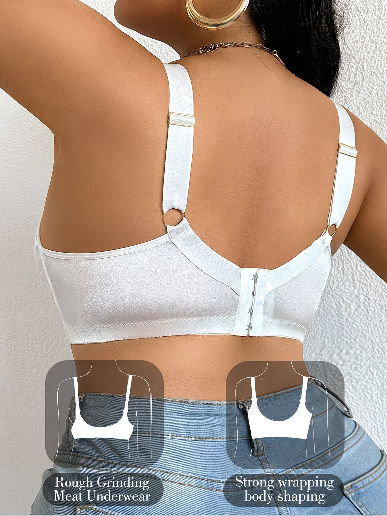 ComfortLace™ Plus Size Wire-Free Bra | Seamless Lace Patchwork Support Bra for Women