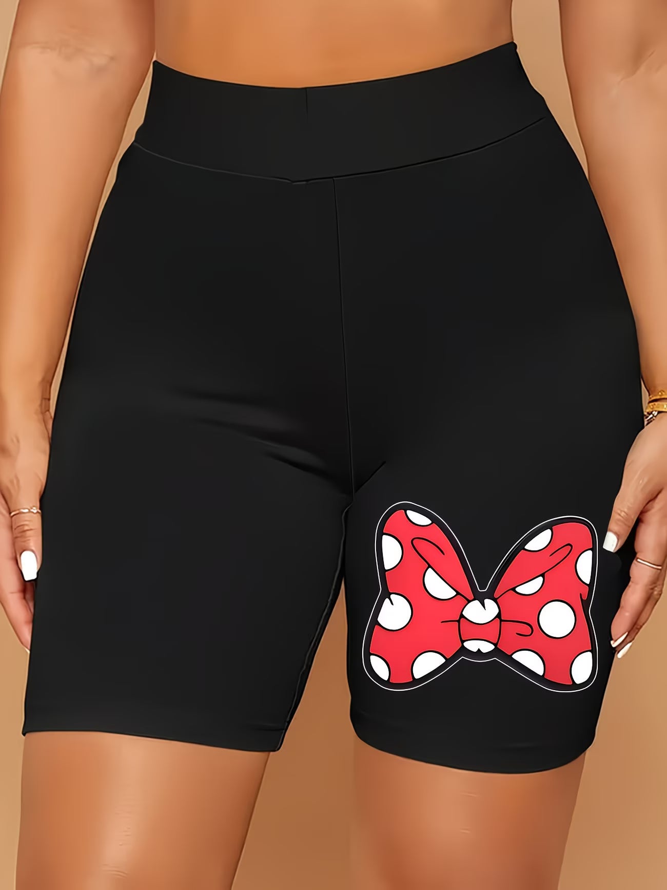 SweetBow™ Summer Shorts | Red Bow Print High-Waist Casual Shorts for Women