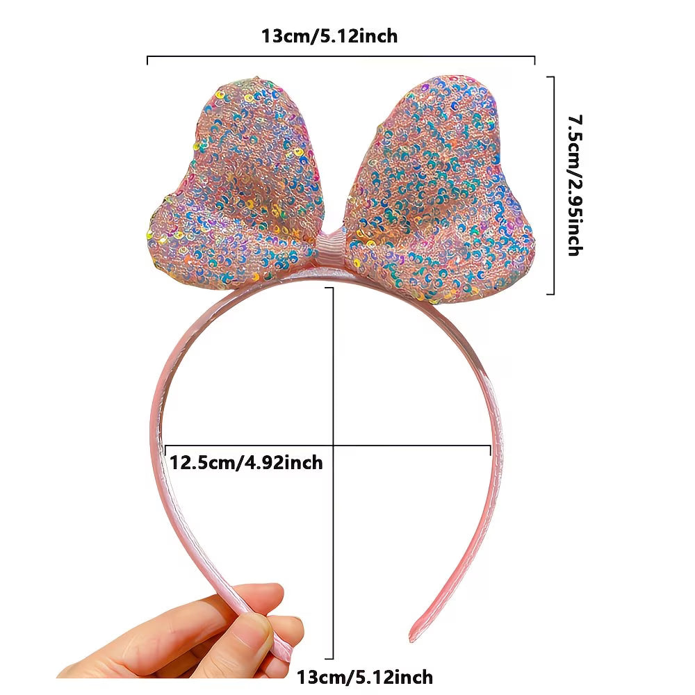 Rainbow Sparkle™ 6-Piece Sequined Bow Headband Set | Multicolor Cute Hair Accessories