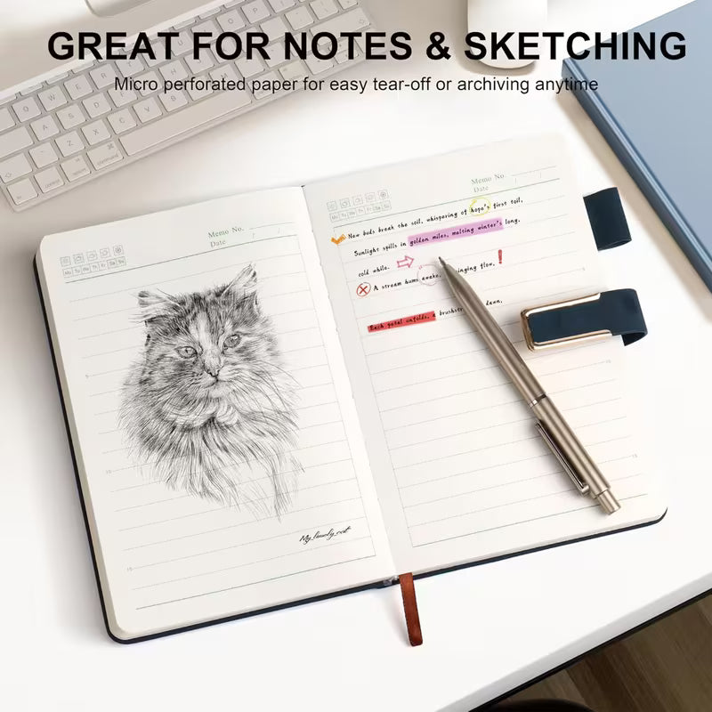 Personalized A5 PU Leather Notebook | Custom Journal with Pen Holder for Work, School & Travel