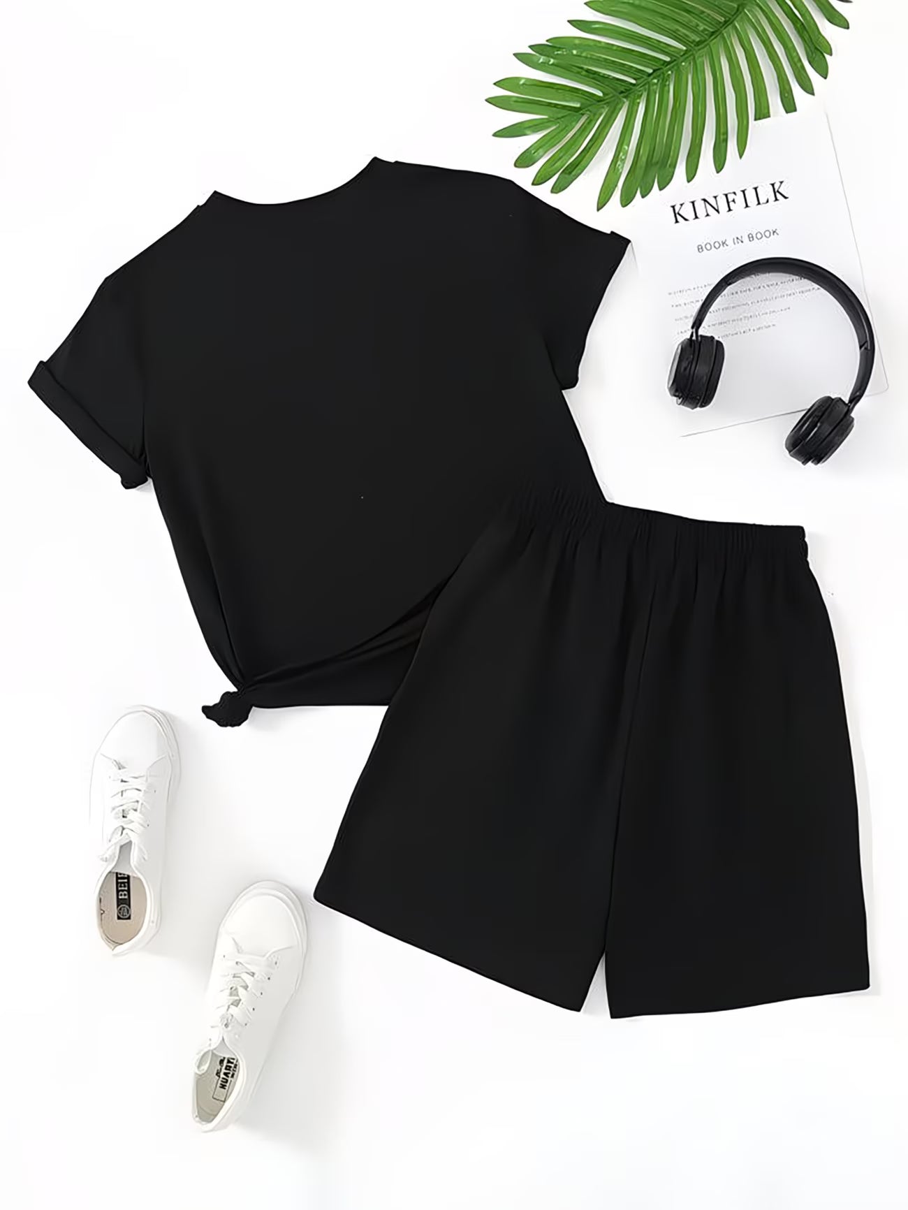 UrbanEase™ 2-Piece Shorts Set | Round Neck Letter Print Casual Sporty Outfit for Women