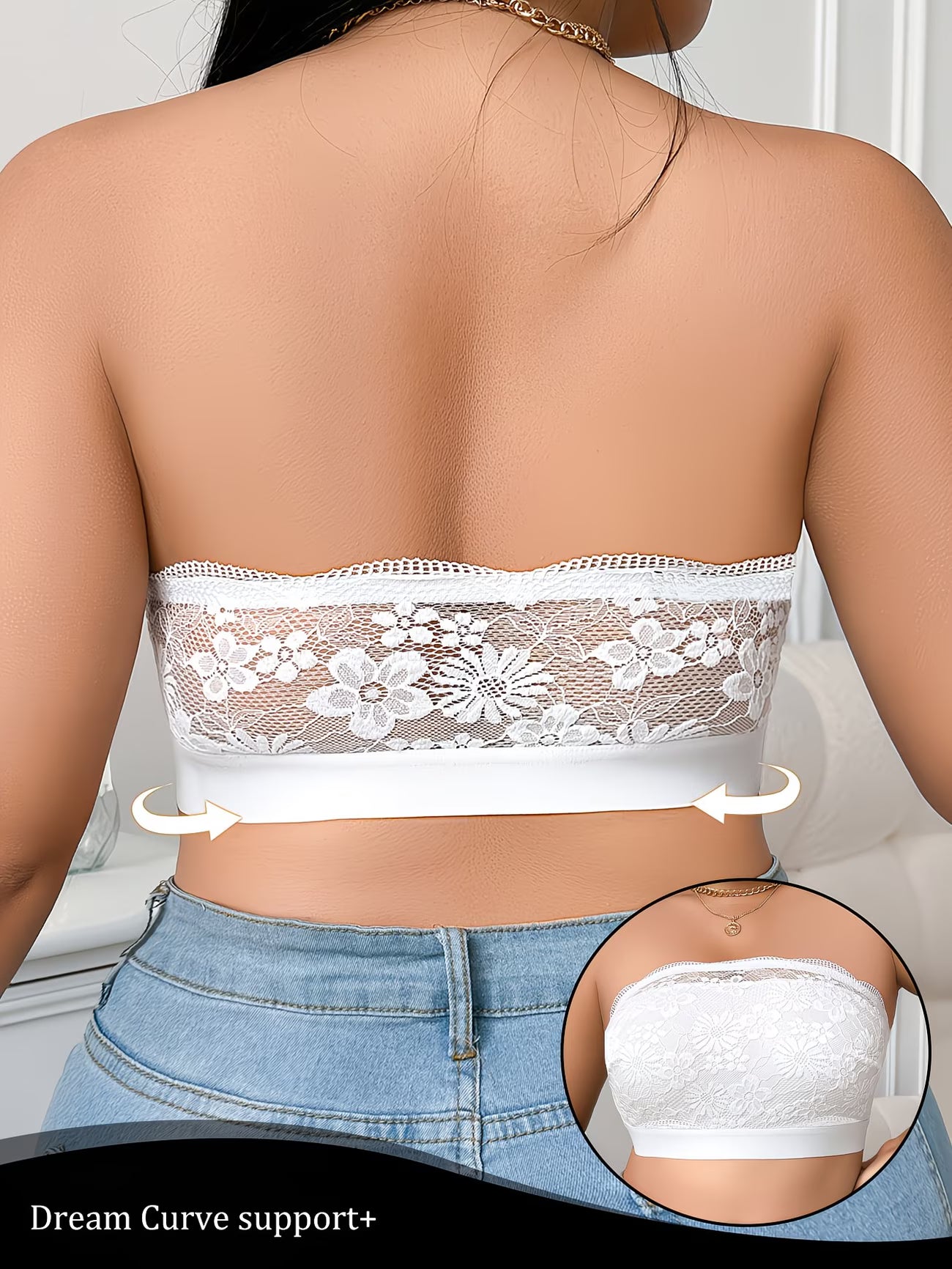 LaceEase™ Plus Size Wire-Free Bra | Lace Panel Comfort Bralette with Side Buckle