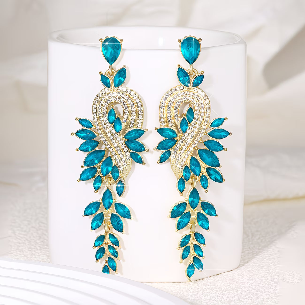 MuseNote™ Exaggerated Leaf Drop Earrings | Elegant Long Statement Earrings for Women