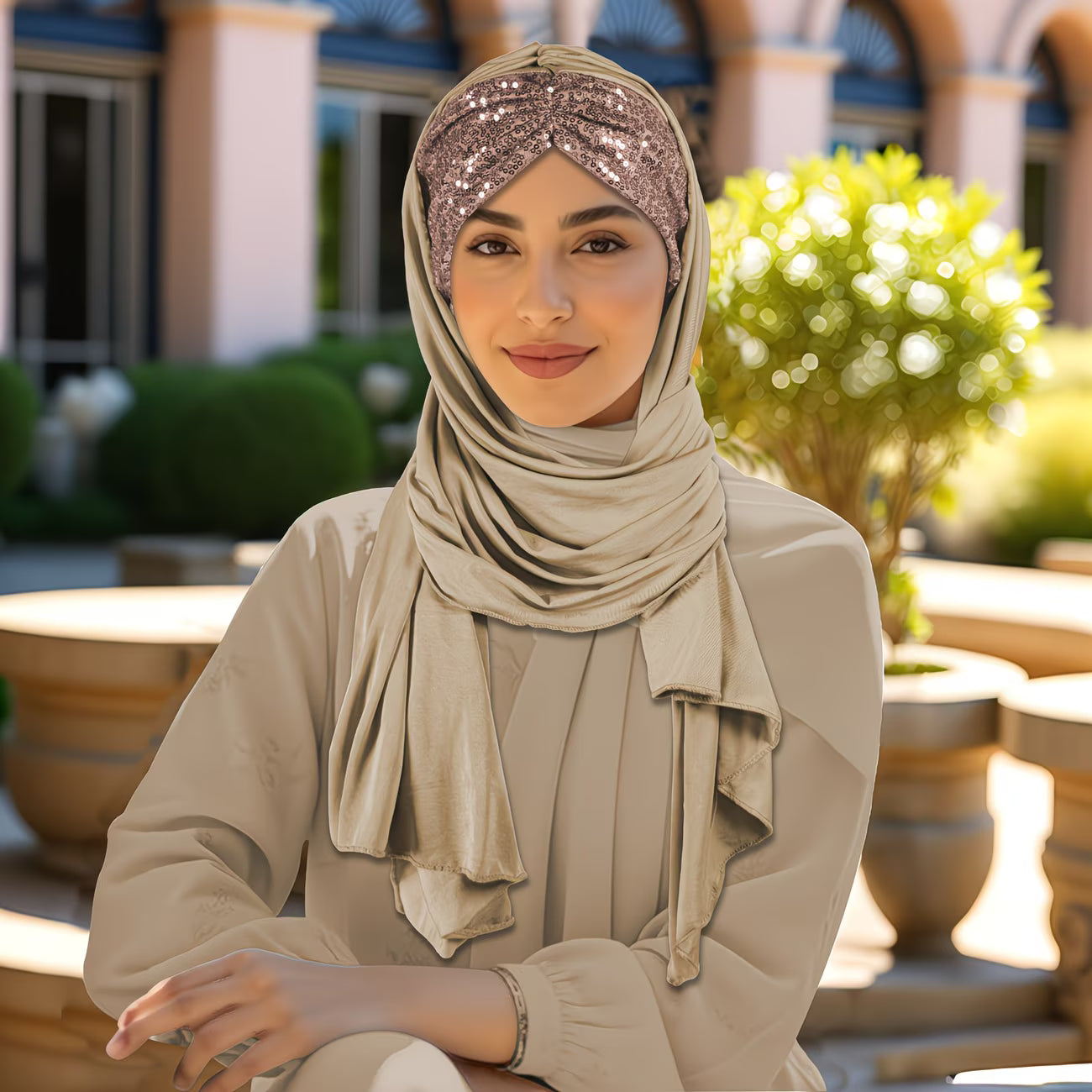 ShimmerGrace™ Sequined Headscarf Hat | Elegant Pullover Cap for Women