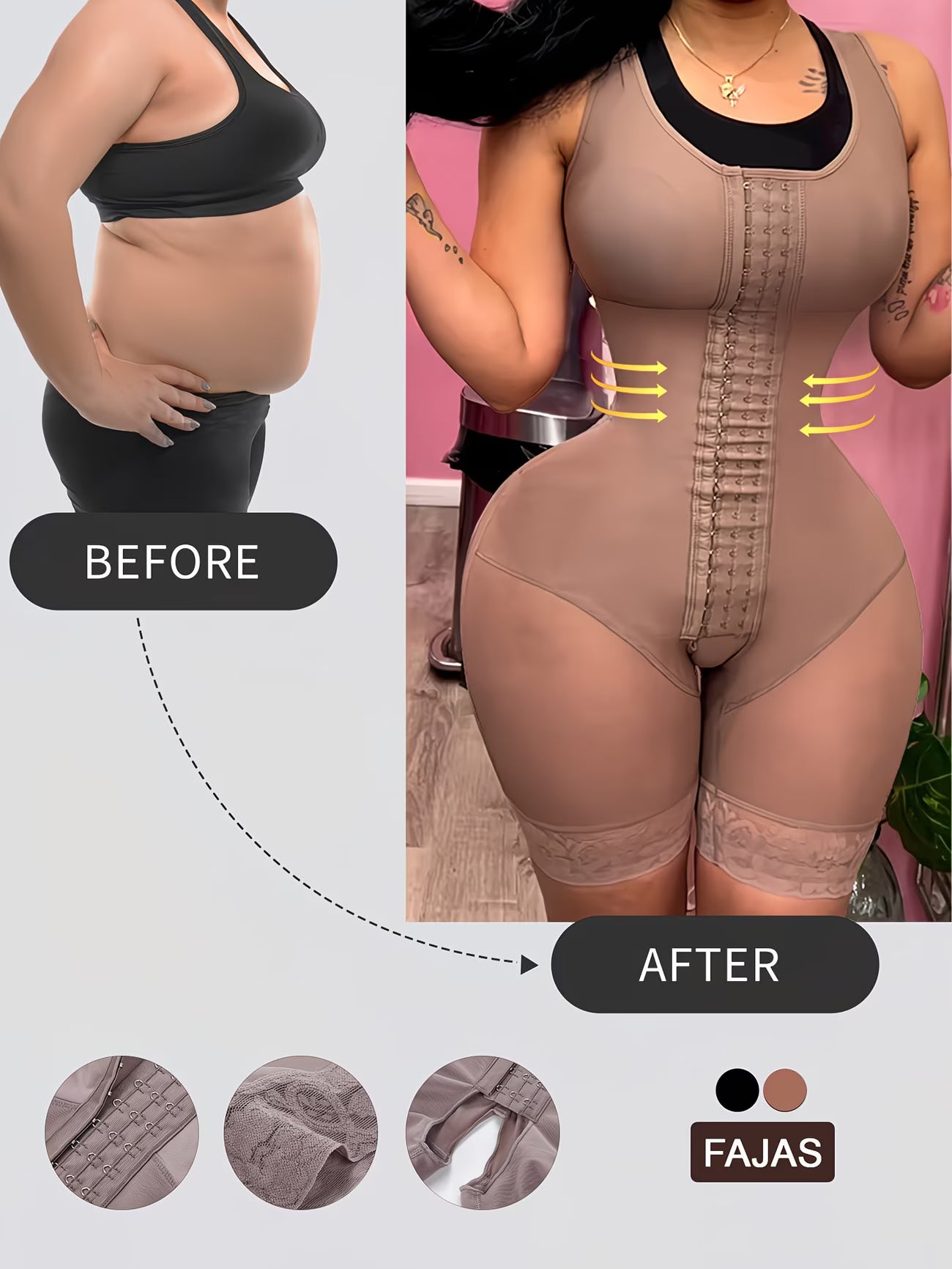 CurvaLuxe™ Plus Size Colombian Faja | High Compression Full Body Tummy Control Shapewear