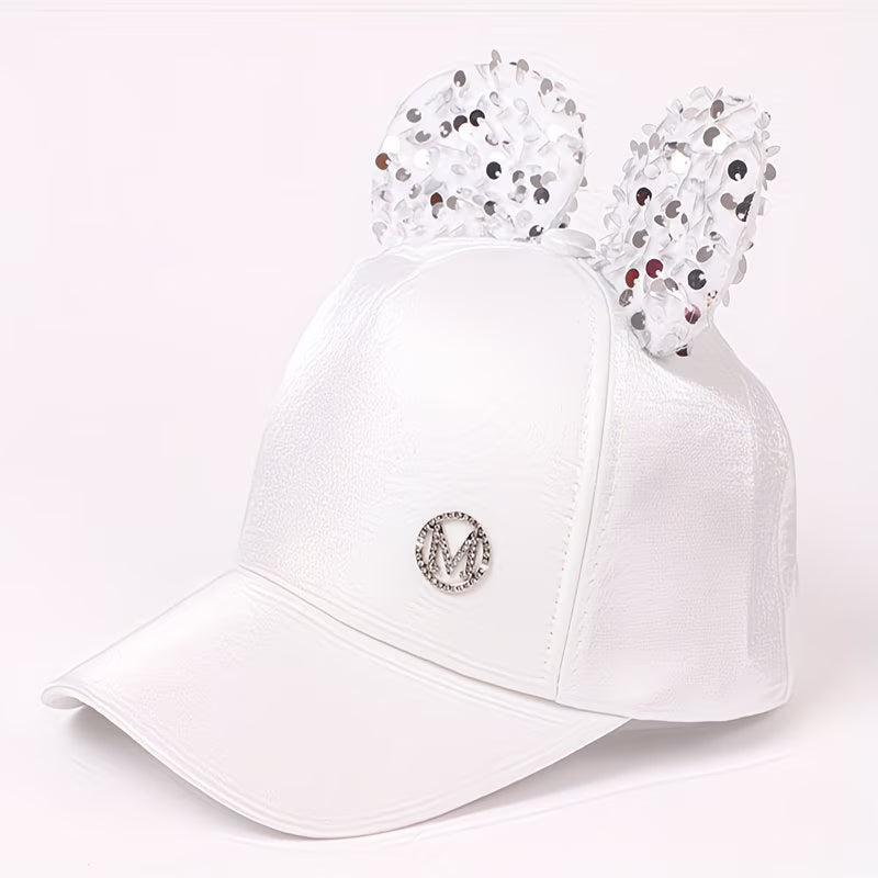 Big Ears Cartoon Sunshade Baseball Cap | Cute M Letter Adjustable Hat