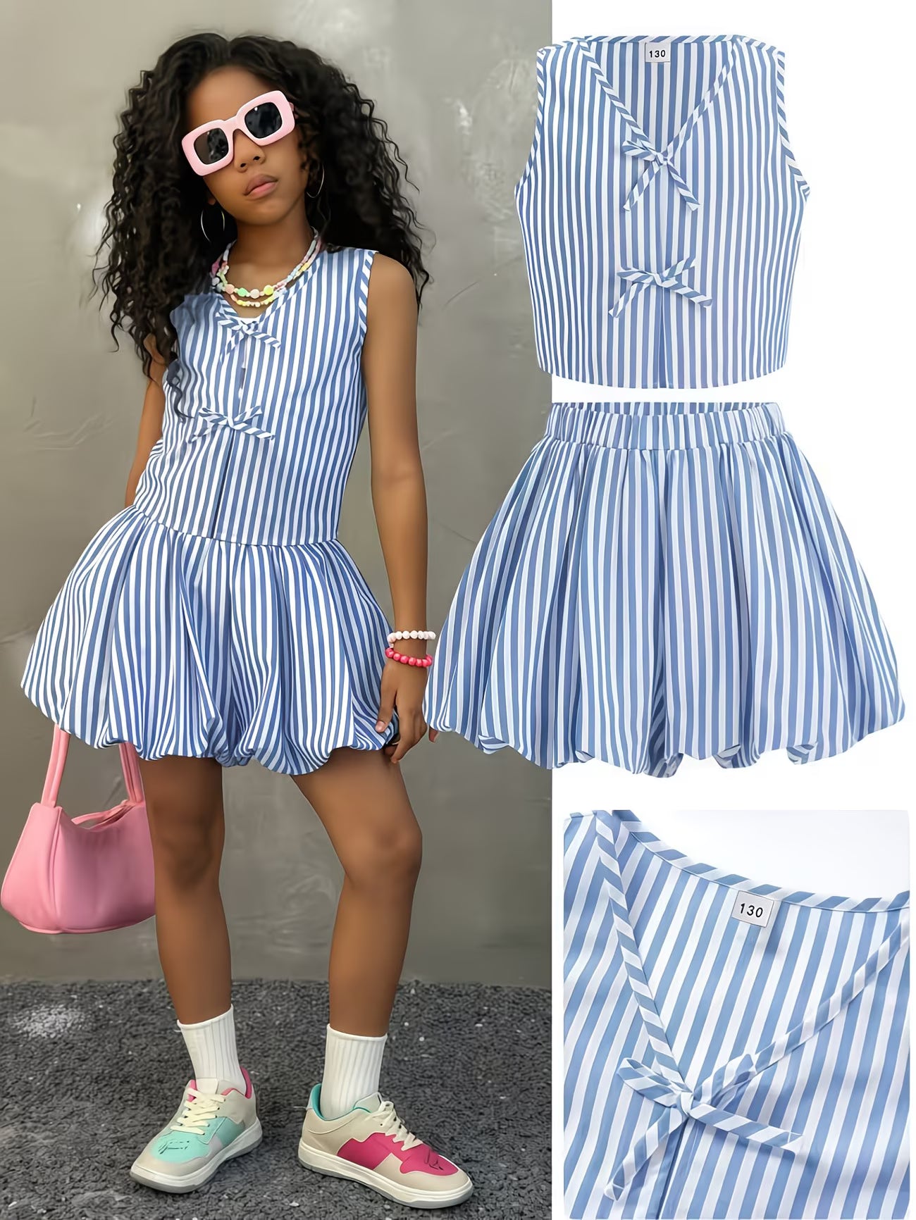 Y2K Summer Street Style 2-Piece Set | Short Top & Bubble Skirt Outfit for Back-to-School Look