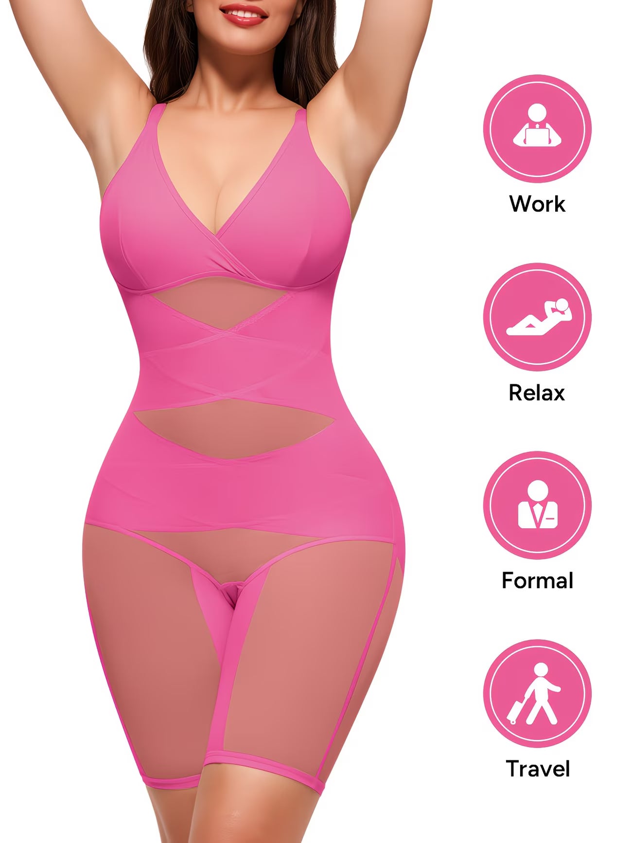 ActiveCurve™ V-Neck Yoga Shapewear Bodysuit | Built-In Bra Tummy Control Butt Lift Sports Faja