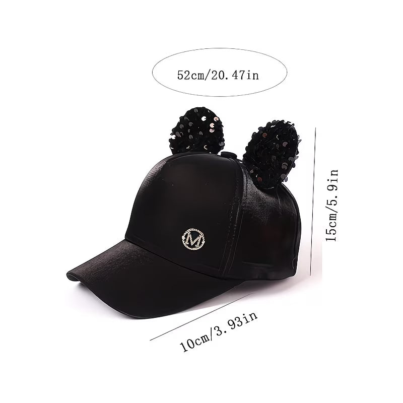 Big Ears Cartoon Sunshade Baseball Cap | Cute M Letter Adjustable Hat