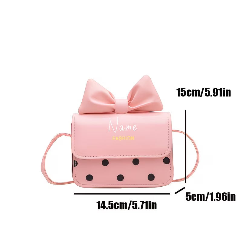 Polka Charm™ Custom Name Crossbody Bag | Bow Detail Polka Dot Shoulder Handbag