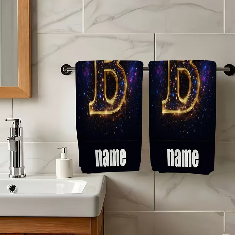 Personalized Galaxy Towel Set | Custom Name Space-Themed Travel Towels (2pcs)