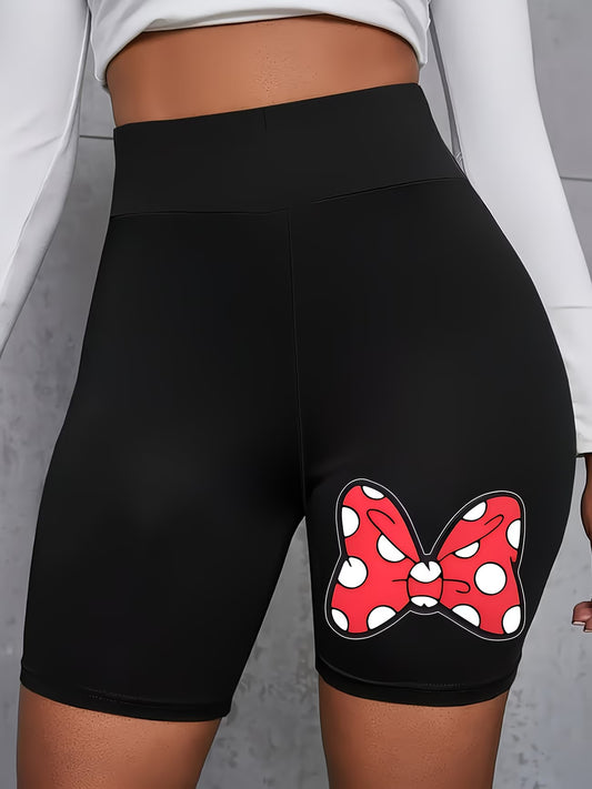 SweetBow™ Summer Shorts | Red Bow Print High-Waist Casual Shorts for Women
