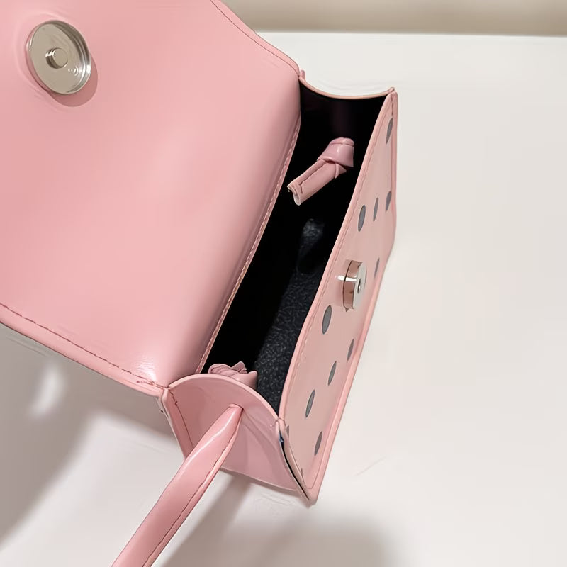 Polka Charm™ Custom Name Crossbody Bag | Bow Detail Polka Dot Shoulder Handbag