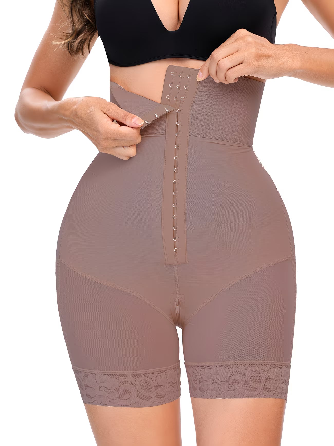 MeshContour™ Zipper Corset Shapewear | High-Waist Waist & Belly Cinching Bodysuit