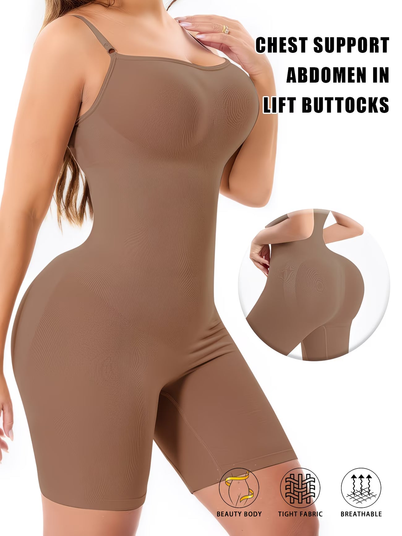 LuxeForm™ Seamless Sculpt Bodysuit | High-Waist Full Coverage Support Shapewear with Adjustable Straps
