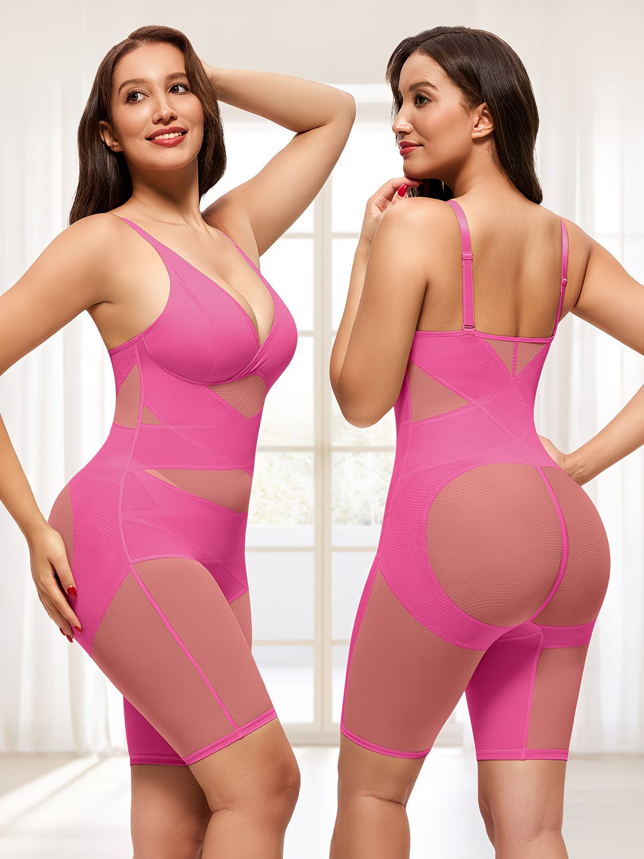 ActiveCurve™ V-Neck Yoga Shapewear Bodysuit | Built-In Bra Tummy Control Butt Lift Sports Faja